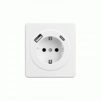 KRANZ MIELE ROUND мех. роз 1 мест СУ земля штор 16А с USB A+C быст заряд 5В/3А перламут KR-78-0704-1