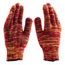 Перчатки трикотажные усиленные, гелевое ПВХ-покрытие, 7 класс, красно-желтый меланж Сибртех