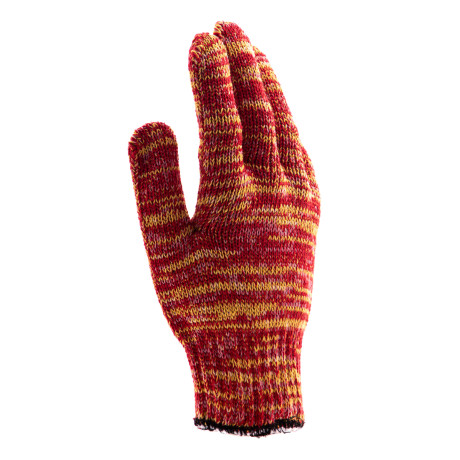 Перчатки трикотажные усиленные, гелевое ПВХ-покрытие, 7 класс, красно-желтый меланж Сибртех