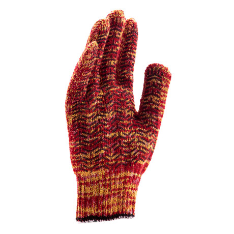 Перчатки трикотажные усиленные, гелевое ПВХ-покрытие, 7 класс, красно-желтый меланж Сибртех