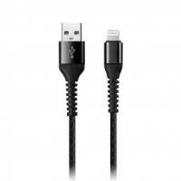 Дата-кабель Smartbuy USB - 8-pin для Apple, спиральный, длина 1,0 м, черный (iK-512sp black)/500