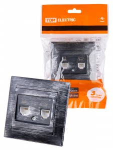 TDM Лама роз. СУ телефонная RJ11 + компьютерная RJ45  старинное серебро SQ1815-0660