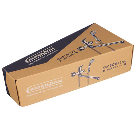 СоюзКран Смеситель для ванны с душем, прямой излив 35см, керам.картридж 35мм, черный,цинк, SK08-P137