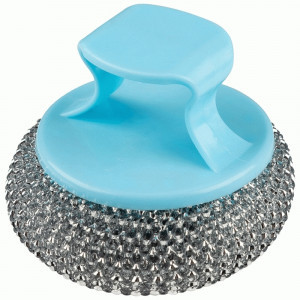 Губка для посуды с держателем, металл, 7,5*7,5*6см, SM-06 (20!) 104465 Рыжий кот