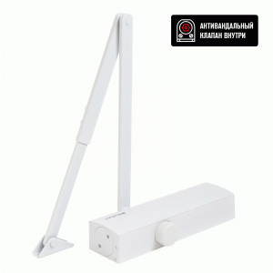 Доводчик дверной БУЛАТ PROFI ДД 802/5 B-W (25-120 кг) белый, морозостойкий (10)