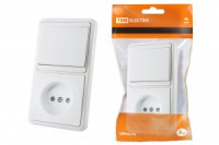 TDM блок (верт.) (роз. + 1 кл. выкл.) СУ белый (шторки) БКВР (10!) SQ1813-0004