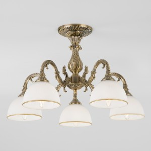 EUROSVET Люстра 5x60W 580х370 металл античная бронза/белый Caldera 60106/5