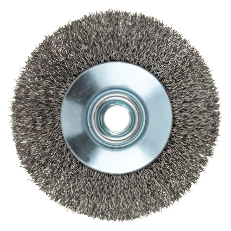 Щетка для УШМ, 100 мм, "Тарелка", витая нержавеющая проволока 0.3 мм, М14 Denzel