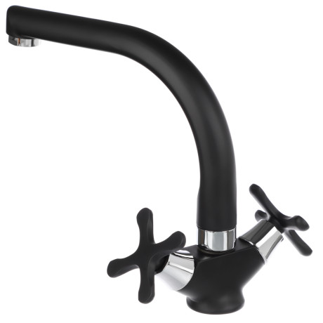 RAIN Смеситель для кухни Веста, высокий излив, кран-буксы 1/2, латунь, черный