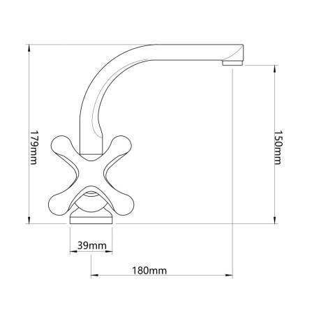 RAIN Смеситель для кухни Веста, высокий излив, кран-буксы 1/2, латунь, черный