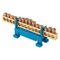 EKF Шина N &quot;Ноль&quot; (нул.) N 6х9мм 14 отв. латунь синий изолят &quot;Стойка&quot; на DIN розн. стикер PROxima sn