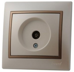 Lezard Мира роз. TV СУ 1 мест. перламутр с коричн. вставкой (RG6,проходн.) (корпус PC) 701-3031-129