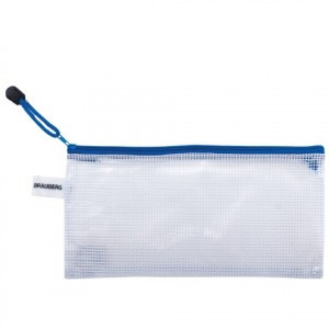 Папка-конверт на молнии BRAUBERG "Segment", 255х130 мм, ПВХ, сетка, прозрачная, 223888