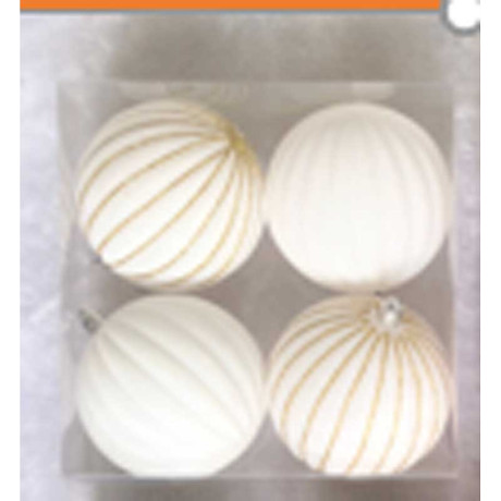 Набор елочных украшений 10RDC4/H82-1 10 см 4 шт Шары БАРХАТ белый