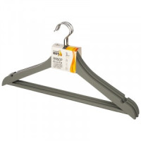 Вешалка-плечики 44,5см, пластиковая c выемками, soft-touch, 3шт/уп, серый 107880 Рыжий кот
