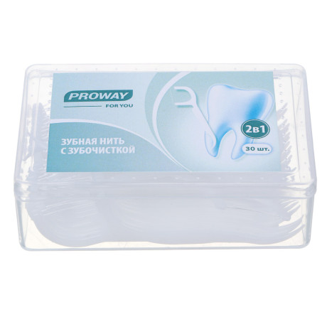 PROWAY Зубочистки пластиковые с зубной нитью, 30 шт.