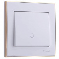 Lezard RAIN Кнопка звонка СУ 1 кл. бел. с бок. вст. золото (корпус PC) 703-0226-103