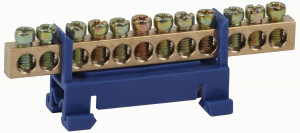 ЭРА шина N ноль ШНИ 6х9-12-Д-Синий 12 отв. латунная в изоляторе стойка (уп.5шт, цена за шт) 44126