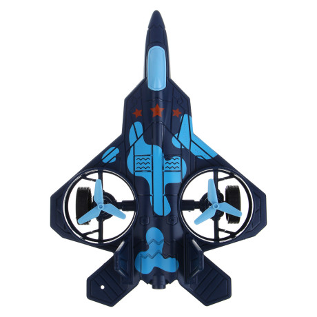 Истребитель инерционный ИГРОЛЕНД, свет, лопасти крутятся, 3хAG13, ABS, 21х15,2х6,5 см, 3 дизайна