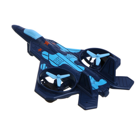 Истребитель инерционный ИГРОЛЕНД, свет, лопасти крутятся, 3хAG13, ABS, 21х15,2х6,5 см, 3 дизайна