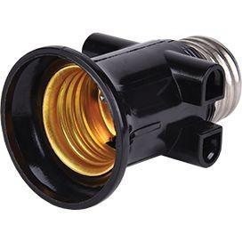 Ecola патрон-переходник с цоколя E27 на E27 с выходами на розетки "жулик" Черный A7A27BEAY (1