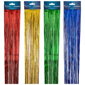 Дождик двухслойный прямой голографический цветной 200мм 1,7м (10!) Волшебная страна