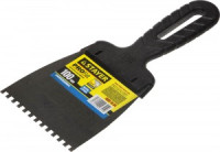 Шпатель STAYER &quot;PROFESSIONAL&quot; нержавеющий зубчатый с пластмассовой ручкой, 100мм, зуб 4х4мм