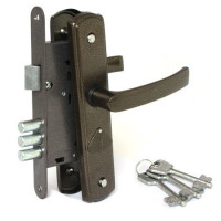 Замок врез ЗВ9-4-1-4 Строммашина с ручками (бронза) сувальдный Россия \10