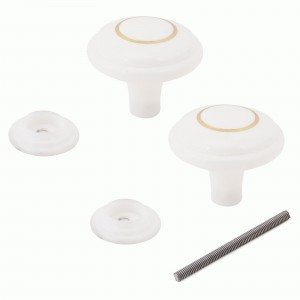 Ручка-кнопка дверная пластик РДП-01-1 бел/зол кольцо Башкирия (100,25,5)