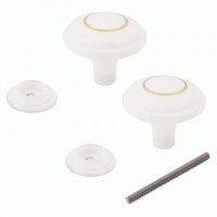 Ручка-кнопка дверная пластик РДП-01-1 бел/зол кольцо Башкирия (100,25,5)