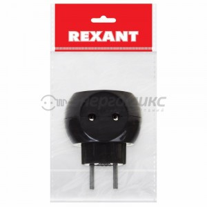 REXANT разветвитель (тройник) 3роз. 6А ШАР, полипропилен, черный ИУ 11-1063-1