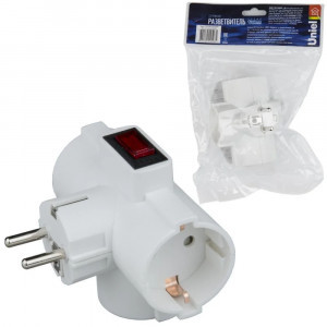 Uniel разветвитель (тройник) 3роз. 16А 3500Вт земля, выкл. белый S-GES3-16TR