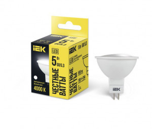 IEK лампа св/д MR16 GU5.3 220V 5W(500lm) 4000K 4K 52x50  матовая LLE-MR16-5-230-40-GU5