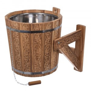 Душ русский 20л "Цветочный орнамент", нерж.вставка, наливной клапан, дуб, 33370 Банные штучки