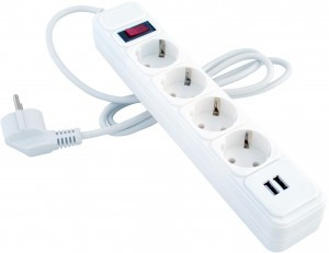 СТАРТ Сетевой фильтр (удл.) ПВС 3x0,75 ZVT 4роз. 1,5м. 10А земля, кноп.вык, белый, 2xUSB 2.1А