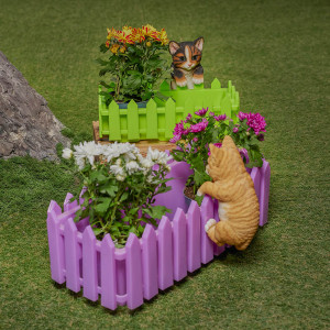 INBLOOM Фигура садовая на забор Котенок 23x11x10см, 3 дизайна, полирезина