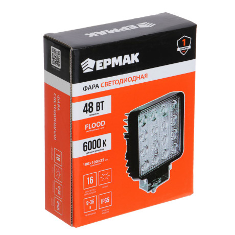 ЕРМАК Фара светодиодная 48 W (16 Epistar), рассеиваемый поток, белый