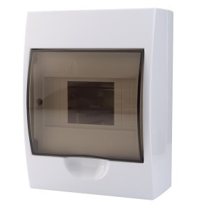 Lezard LUXRAY бокс (корпус) пластик ЩРН-П- 4 мод. навесной БЕЛЫЙ с дымчатой дверцей IP40