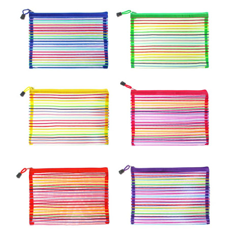 ЮL Конверт универсальный "Мультиколор", А5, на молнии 25х18см, полиэстер сетка, 6 цветов