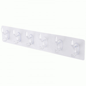 Крючки самоклеящиеся прозрачные (6шт) 35*6,4*2,6см, пластик (20!) 109689 Рыжий Кот