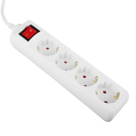 FORZA Удлинитель 4 гнезда, 3м, с зазем, выкл., евро, с защит. шторками,16A, 3500Вт