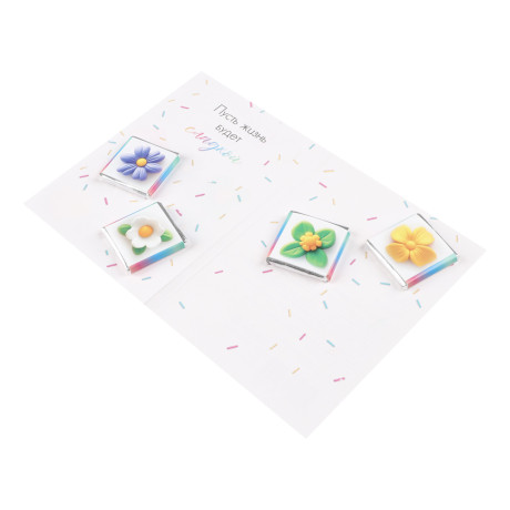 Открытка с молочным шоколадом 4 шт (картон, 21х14,5см+4штх5г.)