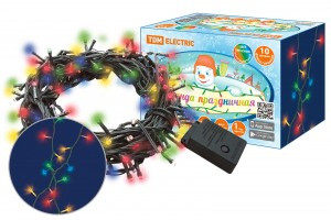 Гирлянда-нить СГ100MЗ10 100LED разноцв., 10м., 8реж., зелен. провод (30!) TDM SQ0361-0041