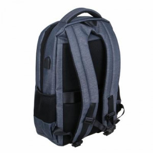 Рюкзак универсальный 44x30x18см, 2 отд., 4карм., сетчатая спинка, ручка, USB, ПЭ под ткань, т.-серый