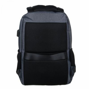 Рюкзак универсальный 44x30x18см, 2 отд., 4карм., сетчатая спинка, ручка, USB, ПЭ под ткань, т.-серый