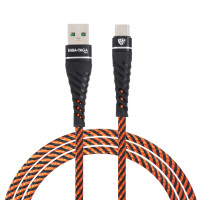 BY Motorsport Кабель для зарядки Type-C, 1м., 2.4А, Быстрая зарядка QC3.0, тканевая оплётка, пу