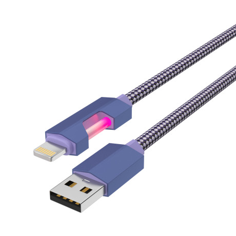 BY Кабель для зарядки Flow iP, 1м, Быстрая зарядка 2.4А, 12W, тканевый, фиолетовый