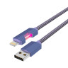 BY Кабель для зарядки Flow iP, 1м, Быстрая зарядка 2.4А, 12W, тканевый, фиолетовый