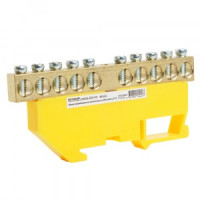 STEKKER шина нулевая "ноль" на DIN-изоляторе 8x12, 10 отв. 160А, желтый LD555-812-10 49554 90