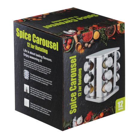 SATOSHI Набор банок для специй 12шт на подставке, 20х20х22см, стекло+ABS пластик, черный